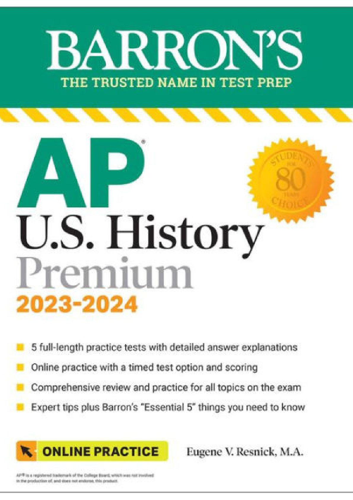 Preview image for Ebook [PDF] AP U.S. History Premium, 2022-2023: Comprehensive Review with 5 Practice Tests + an Online Timed Test Option (Barron's Test Prep) 6th Edition by Eugene V. Resnick M.A.